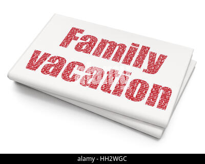 Vacation concept: Family Vacation on Blank Newspaper background Stock Photo