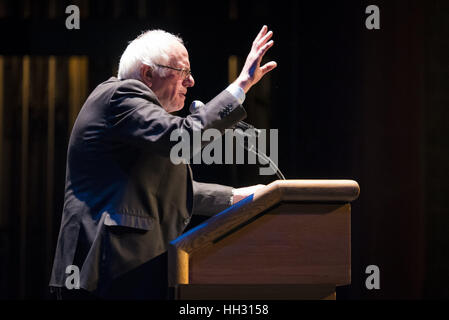 Atlanta, USA. 15th Jan, 2017. Bernie Sanders speaks in Atlanta at Georgia Tech's Robert Ferst Center for the Arts to promote his new book ''Our Revolution: A Future To Believe In'. Credit: Steve Eberhardt/ZUMA Wire/Alamy Live News Stock Photo
