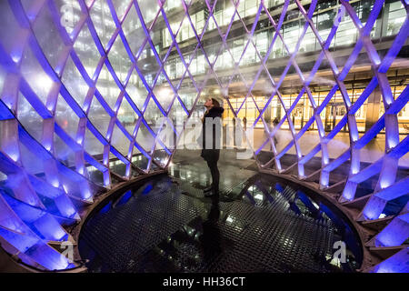 London, UK. 16th January, 2017. Winter Lights interactive art installations at Canary Wharf © Guy Corbishley/Alamy Live News Stock Photo