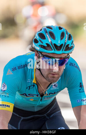 Adelaide, Australia. 17th January, 2017. Laurens De Vreese (BEL) from the Astana Pro Team (AST) during Stage 1 of the Santos Tour Down Under 2017. Credit: Ryan Fletcher/Alamy Live News Stock Photo