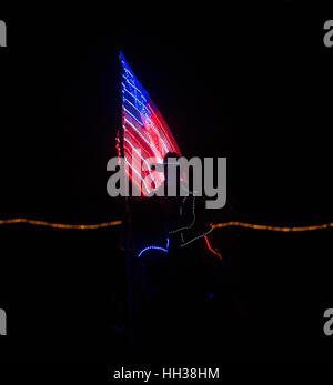 Denver, USA. 16th Jan, 2017. A Westernaire carries the flag at the start off the Rodeo during the PRCA Performance #9 at the National Western Stock Show Monday afternoon. Credit: Hector Acevedo/ZUMA Wire/Alamy Live News Stock Photo