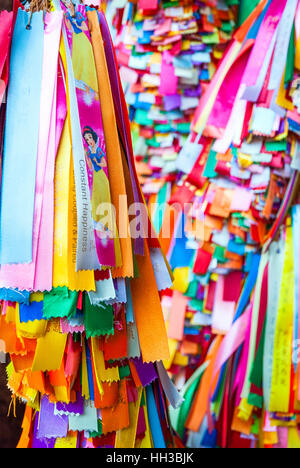 Wish ribbons in chinese buddhist temple, Malaysia Stock Photo