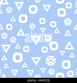 vector seamless pattern - chaotic white elements on blue background Stock Vector