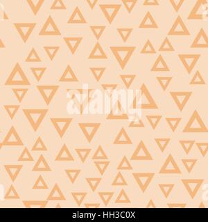 vector seamless pattern - brown chaotic triangles on beige background Stock Vector