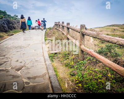 Jeju Island, Korea - November 13, 2016 : The tourist visited the Beautiful landscape view at Seopjikoji, located at the end of the eastern shore of Je Stock Photo