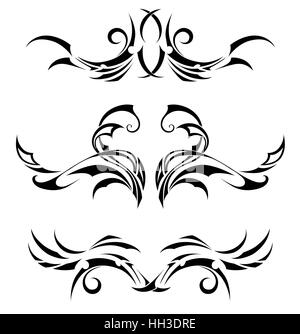 Set of 3 different vector tribal tattoos in polynesian style Stock Vector