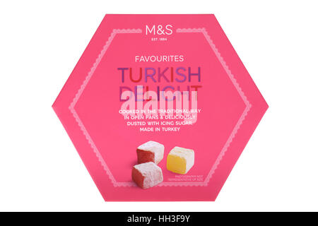 Box of Turkish Delight on white background Stock Photo