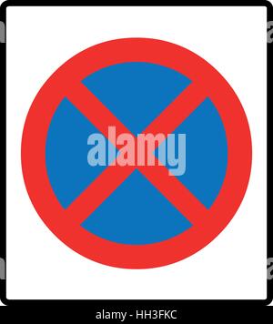 Clearway sign, no parking symbol, red cross in circle isolated on white ...