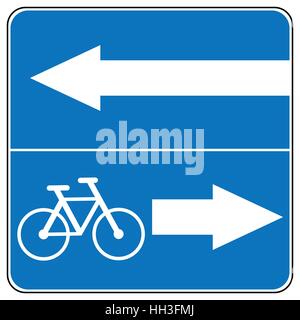 One way road traffic to left or right sign, bicycles road. Drive Straight Arrow Traffic Vector illustrations. Set of arrow road signs Stock Vector