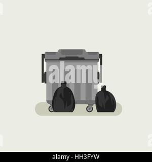 Dumpster with black garbage bags Stock Vector