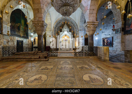 Chapel of Saint Helena inside the church of the holy Sepulchre, Jerusalem, Israel. Stock Photo