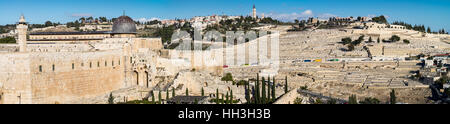 Al Aqsa Mosque and Olive mount, Jerusalem, Israel Stock Photo