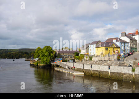 The old port quay on Afon Teifi River. Cardigan (Aberteifi), Ceredigion, Wales, UK, Britain Stock Photo