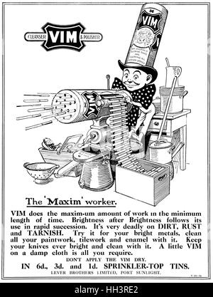 1917 British wartime advertisement for Vim household cleanser and polisher Stock Photo