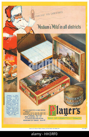 1938 British Christmas advertisement for Player's Navy Cut Cigarettes and Tobacco Stock Photo