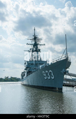 Navy ship is anchored at the Anacostia River Navy Yard in Washington, DC Stock Photo