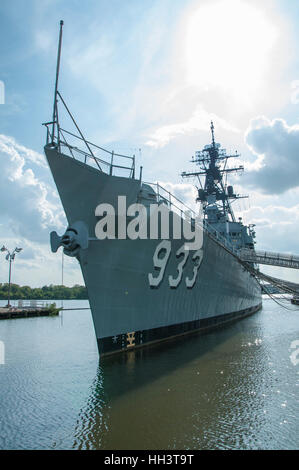 Navy ship is anchored at the Anacostia River Navy Yard in Washington, DC Stock Photo