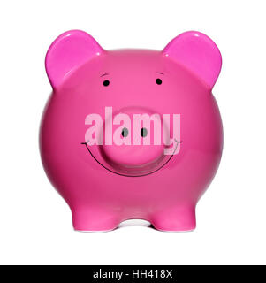 Pink Piggy Bank isolated on a white background Stock Photo