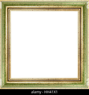 Antique green and gold frame isolated on the white background Stock ...