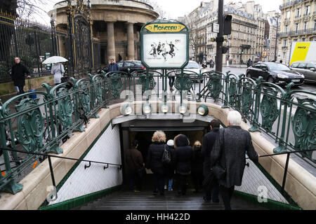 The Monceau Metro station in Paris, France. Stock Photo