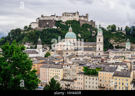 View on Hohensalzburg Fortress and historical center of Salzburg, Austria Stock Photo
