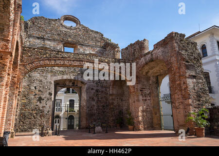 Ruin of a former cathedral in Casco Viejo Panama City Stock Photo