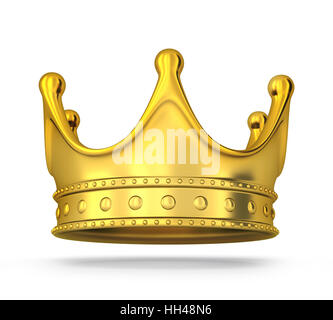 Gold crown only on white background. 3d illustration Stock Photo