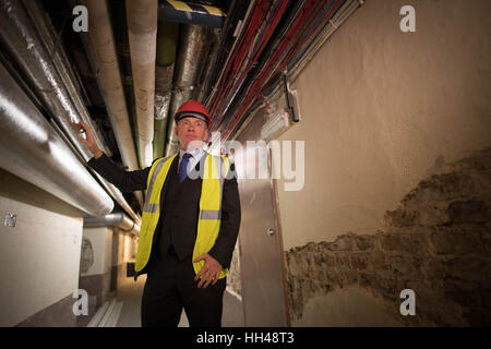 Chris Bryant, joint spokesman for the Committee on Restoration and Renewal of the Palace of Westminster, tours the Houses of Parliament to view the work that needs to be done to avoid the increasing risk of the buildings being ravaged by fire or swamped in a sewerage flood. Stock Photo