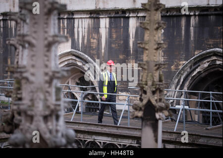 Chris Bryant, joint spokesman for the Committee on Restoration and Renewal of the Palace of Westminster, tours the Houses of Parliament to view the work that needs to be done to avoid the increasing risk of the buildings being ravaged by fire or swamped in a sewerage flood. Stock Photo