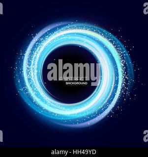 Abstract background with blue luminous swirling backdrop. Glowing spiral. Vector Stock Vector