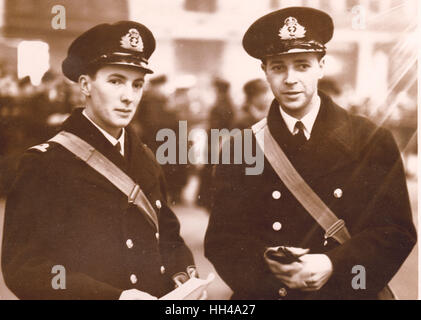 Midshipman Robert W Don of HMS Exeter and Archibald Cameron of HMS Exeter Received DSC for gallantry in the Graf Spee action pic