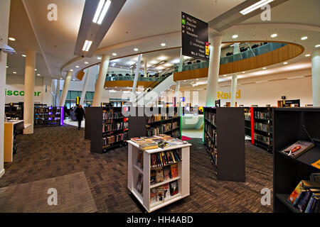 Bookshelves inside Liverpool Central Library Stock Photo
