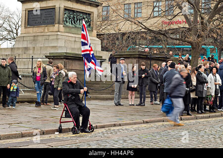 Ex-service man in a wheelchair at the Remembrance Day parade in Liverpool UK Stock Photo