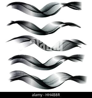 Set abstract gray smoke wave. Transparent wave. Abstract smooth wave vector. Smoke gray wave. Vector Abstract Lines Stock Vector