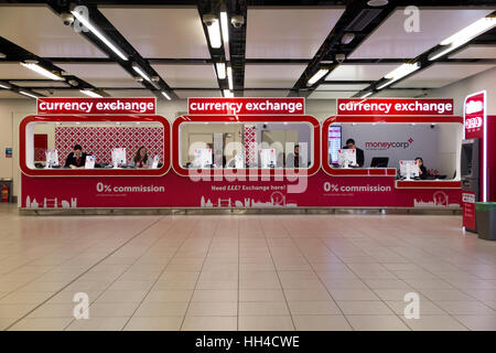 Bureau de Change currency exchange office with ATM machine operated by Moneycorp; North Terminal, Gatwick airport. London. UK. (85) Stock Photo