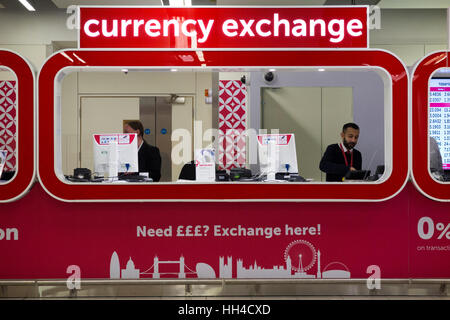 Bureau de Change currency exchange office operated by Moneycorp; North Terminal, Gatwick airport. London. UK. (85) Stock Photo