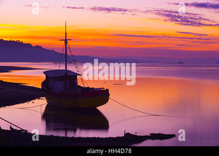 Big island of Chiloé. The lakes, Chile. Dalcahue beach. Stock Photo