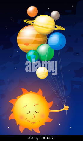 Image of the planets represented as balloons. Stock Photo