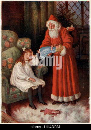 Father Christmas delivering Xmas presents Stock Photo