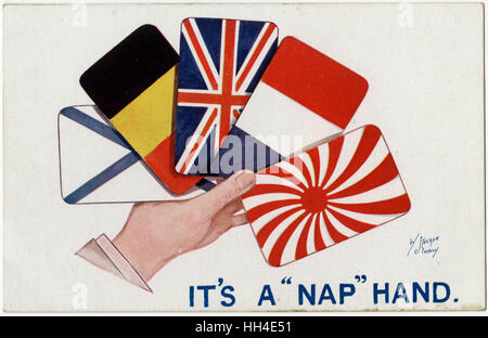 WW1 - It's a Nap Hand - The Allies forming a winning set! Stock Photo