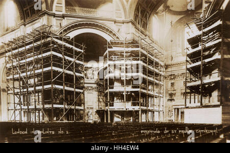 'London in Splints'  Scaffolding inside St. Paul's Cathedral Stock Photo