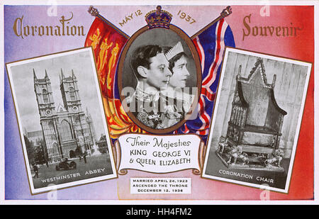 Coronation Souvenir Postcard - King George VI Stock Photo
