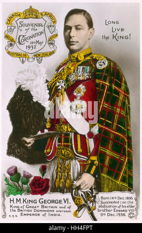 King George VI - Coronation Souvenir Postcard Stock Photo