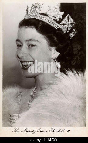 HRH Queen Elizabeth II (1926-). She is wearing the George IV State Diadem or Diamond Diadem. Stock Photo