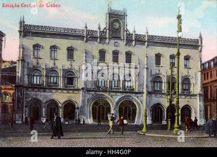 Rossio Square, Lisbon, Portugal - Central Station Stock Photo