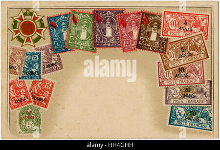 Stamp Card produced by Ottmar Zeihar - Zanzibar Stock Photo