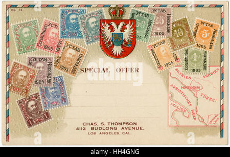 Stamp Card produced by Ottmar Zeihar - Montenegro Stock Photo