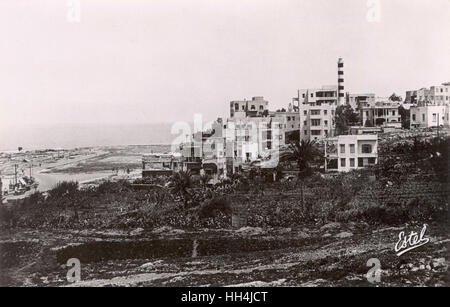 Ras Beirut neighborhood in the west of Beirut (Beyrouth), Lebanon, with the Manara lighthouse on the right. Stock Photo