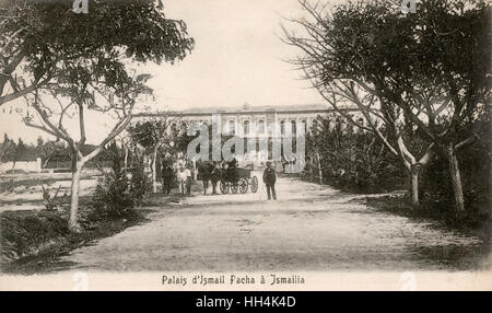 Road to the residential palace of Isma'il Pasha in Ismailia, a city in north-eastern Egypt. Isma'il Pasha, also known as Ismail the Magnificent, was the third Khedive of Egypt from 1863 to 1879. Stock Photo