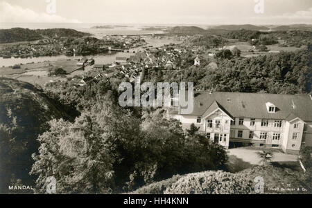 Aerial view of Mandal, Vest-Agder, Norway Stock Photo